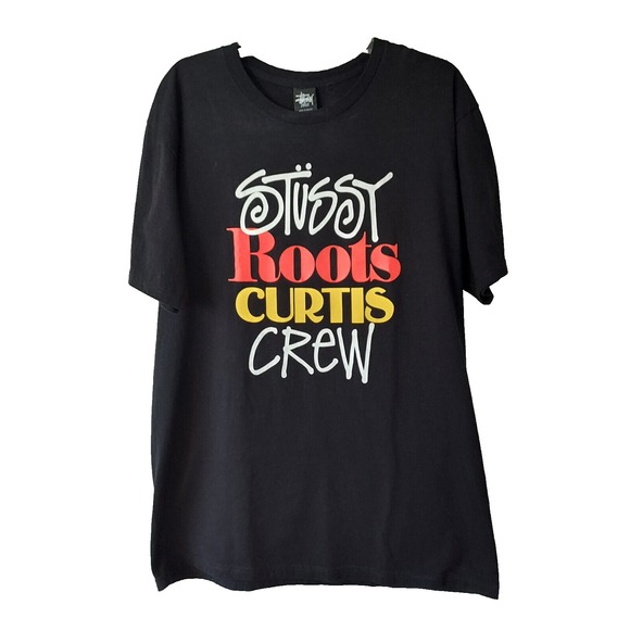 Vintage Stussy T Shirt Men's Size Large Roots Curtis Crew Music Band‎ Mint Y2K - Picture 1 of 12